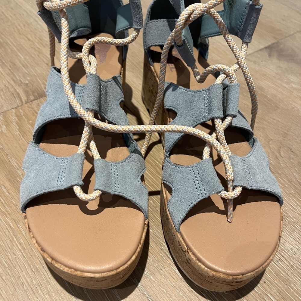 Sorel Cameron Flatform Lace, Suede Ghillie Gladiator Wedge Sz 9,5 - Picture 6 of 8